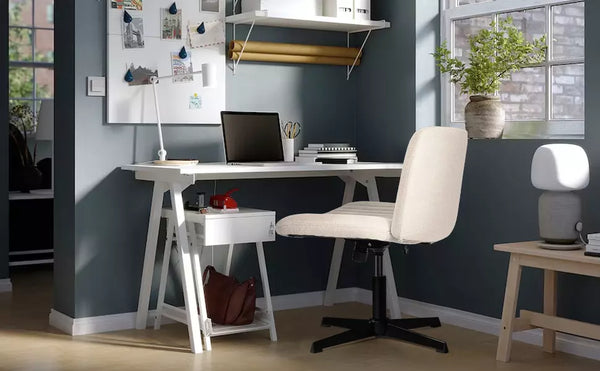 PUKAMI Armless Office Desk Chair No Wheels
