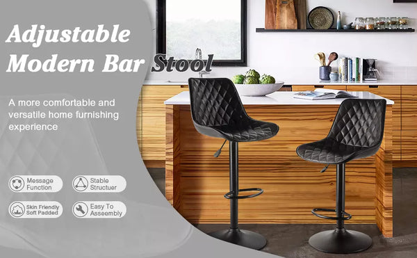 Waleaf Bar Stools Set of 2,Counter Heigh Faux Leather Adjustable Bar Stools