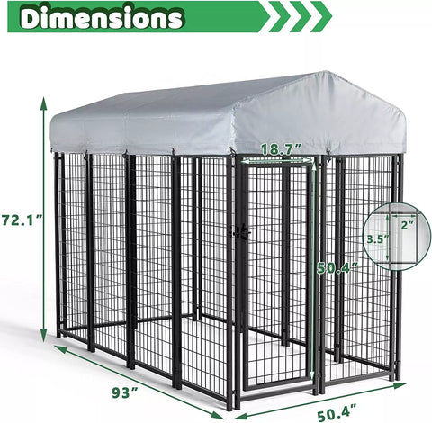 LEMBERI 8x4x6 FT Outdoor Dog Kennel for Large Dogs