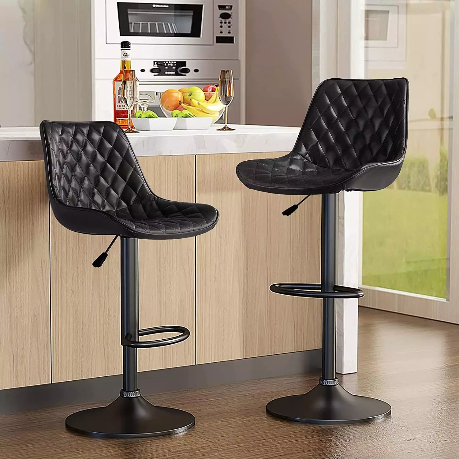 Waleaf Bar Stools Set of 2,Counter Heigh Faux Leather Adjustable Bar Stools BAR03