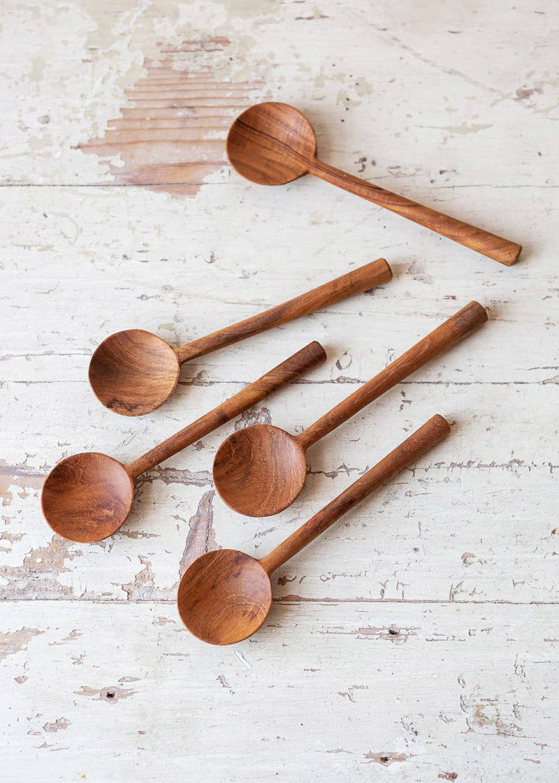 4 Pieces 10.2 Inch Wood Salad Spoons Salad Servers Wooden Serving Spoons  and Long Wood Serving Forks Non-Stick Teak Wooden Salad Server Tools for