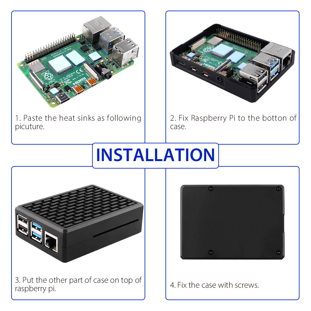 Raspberry Pi 4B H4 Black Plastic Case ABS Case with PWM Cooling 4010 Fan  Heatsink – 52Pi Store