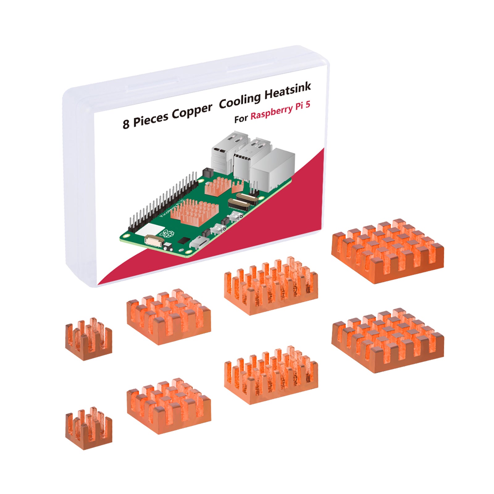 52Pi Copper Heatsinks for Raspberry Pi 5 (8PCS )