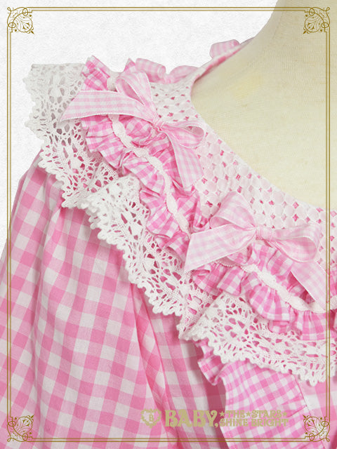 Sweet Gingham Dollワンピース ボンネット-