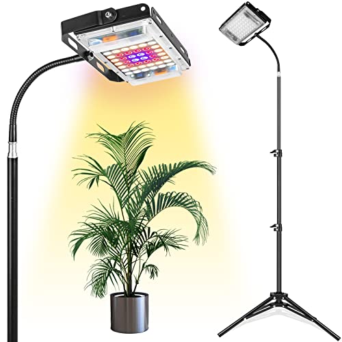 Adjustable Tri-Head 60-Watt Full Spectrum LED Grow Light with Stand