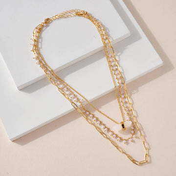 Layered Crystal Chain Necklace