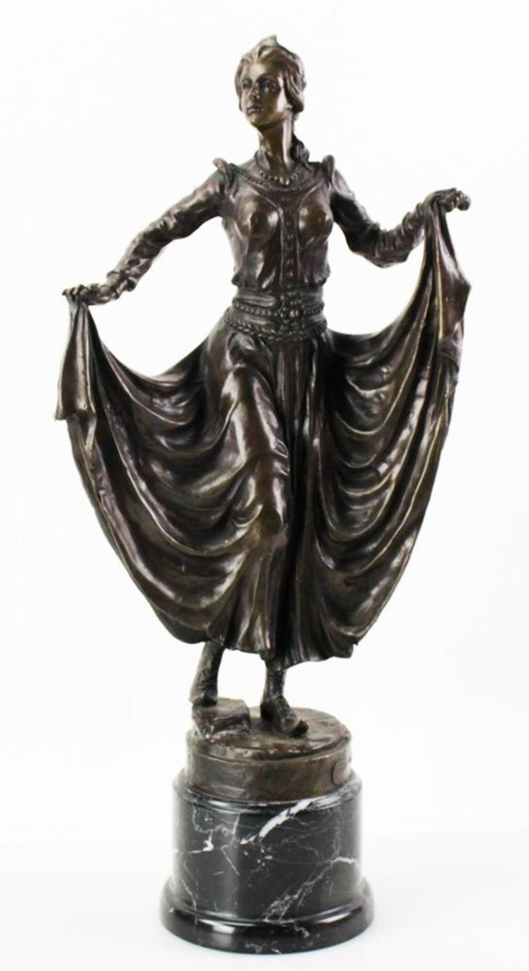 Bronze Art Deco Sculpture of a Dancer on Marble Base