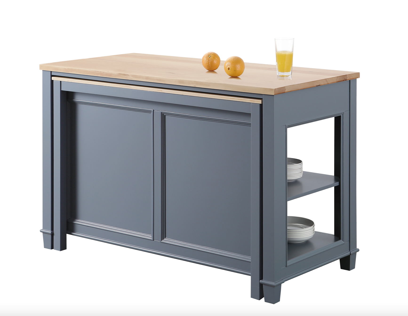 medley gray kitchen island with slide out table