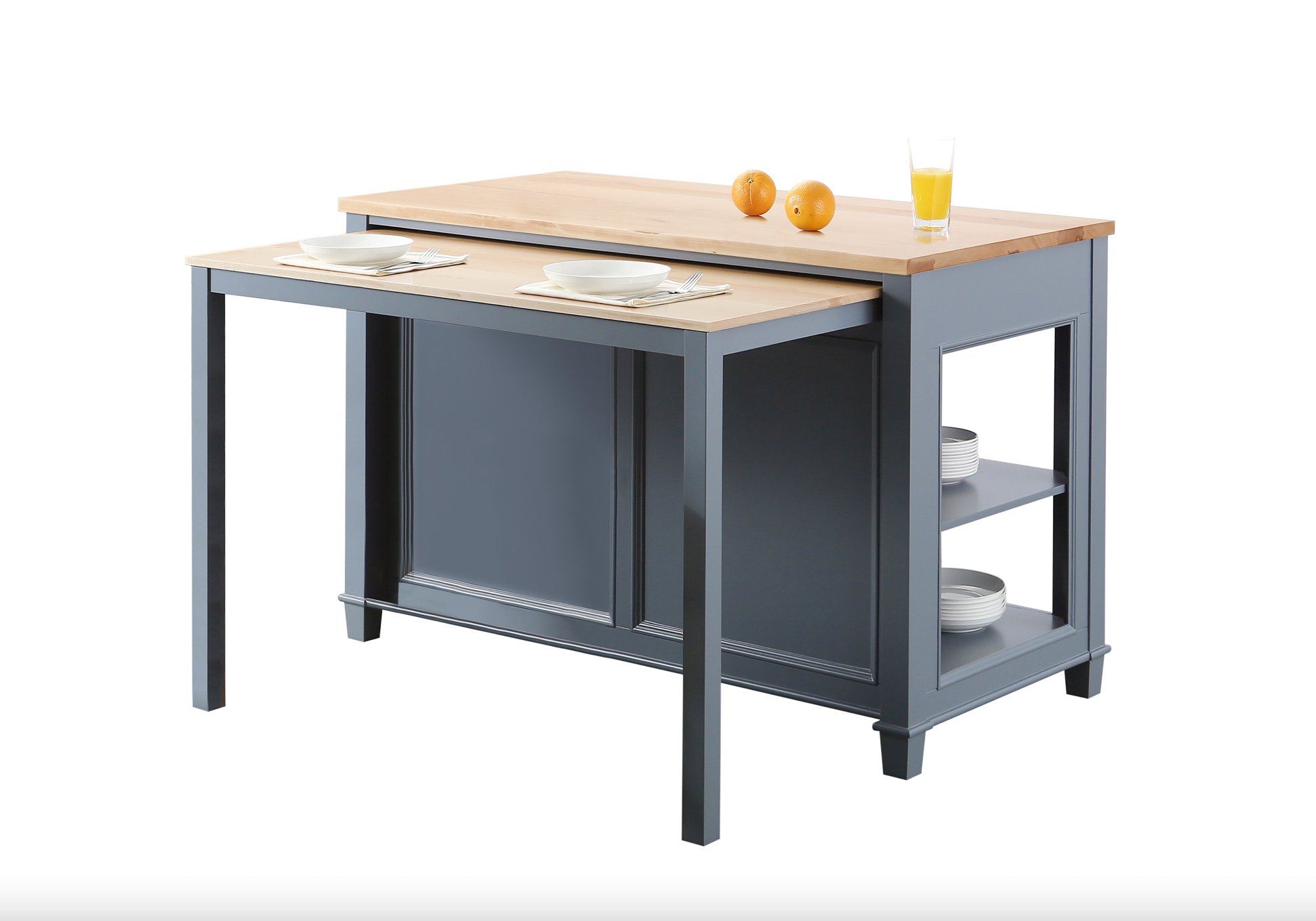 medley gray kitchen island with slide out table