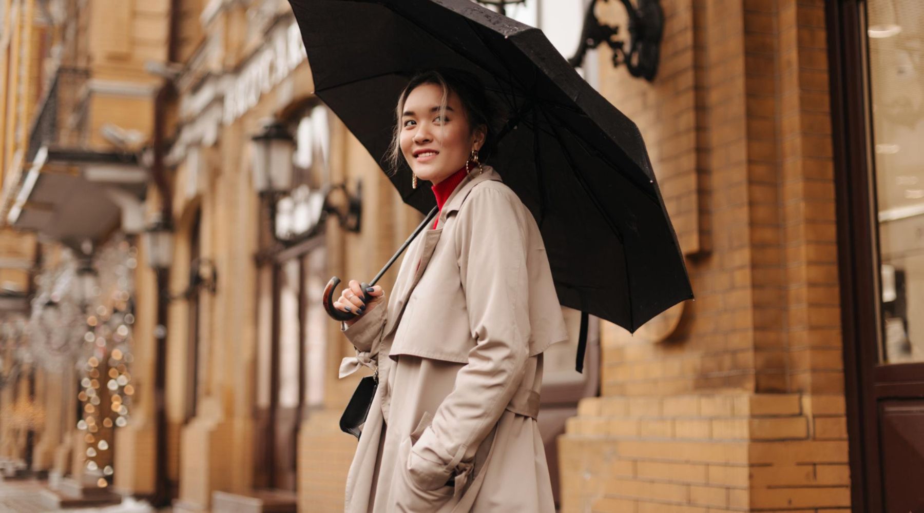 trench coat in winter for a woman