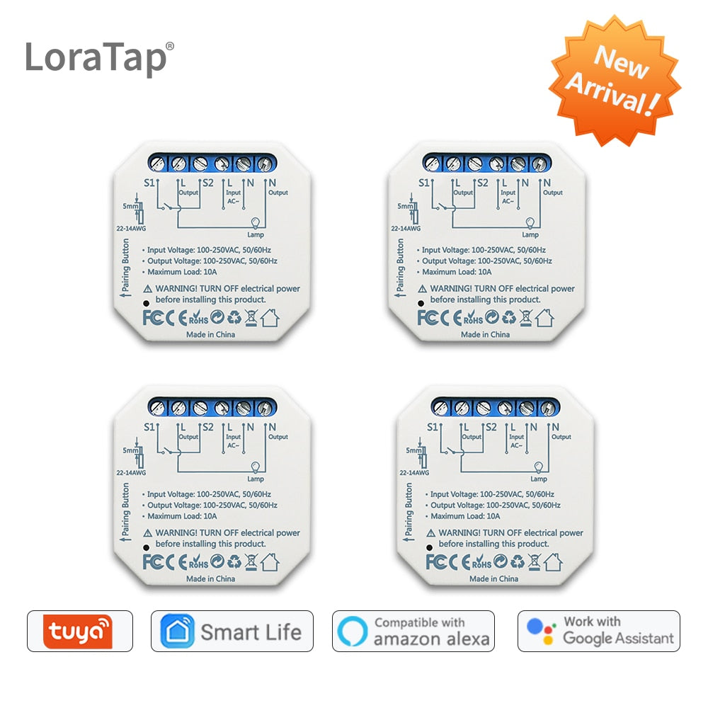 LoraTap Tuya Smart Life Wifi Switch Relay Breaker Module Automation Lighting Google Home Alexa Echo Remote Control App Timer 10A.