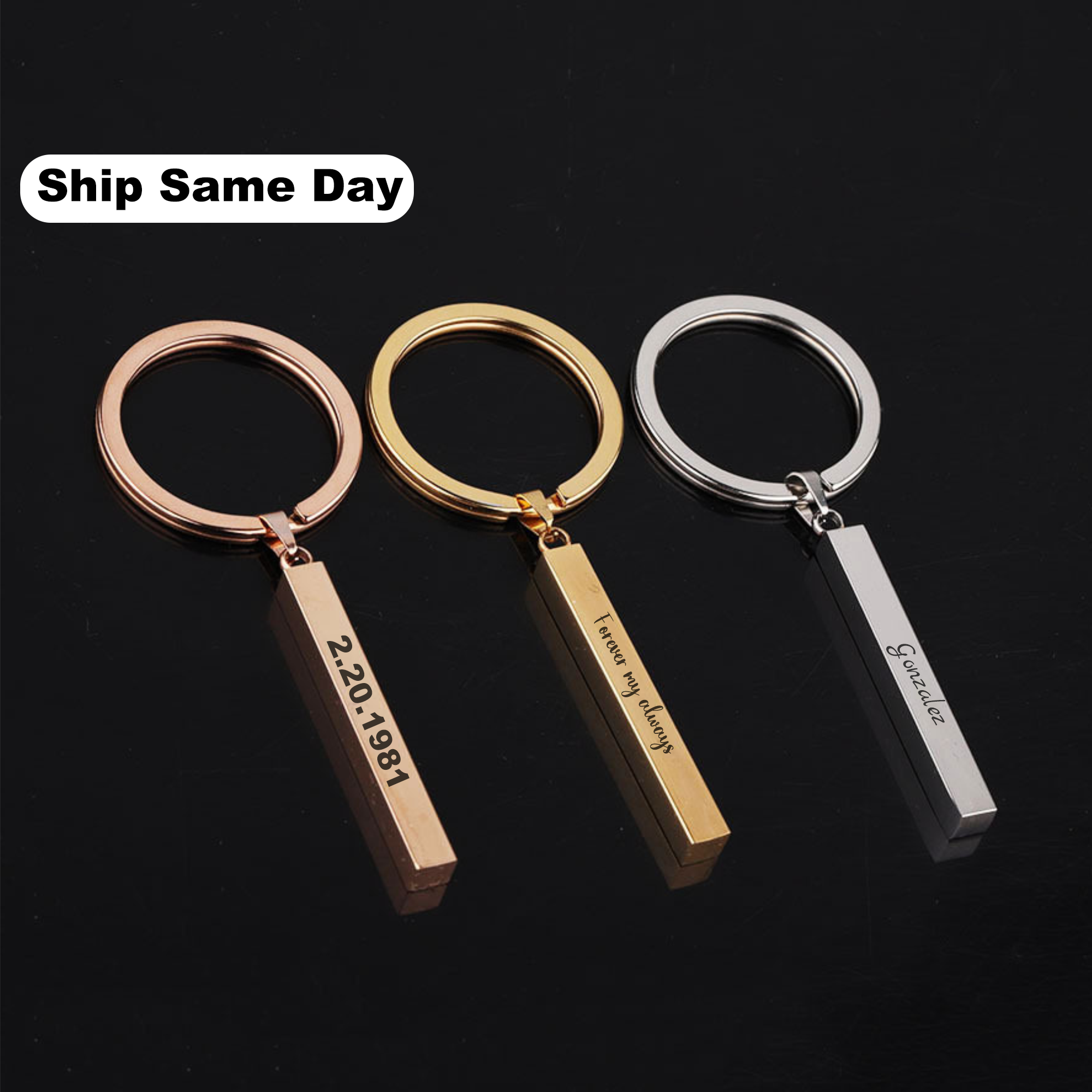 Custom Engraved 3D Bar drive safe keychain