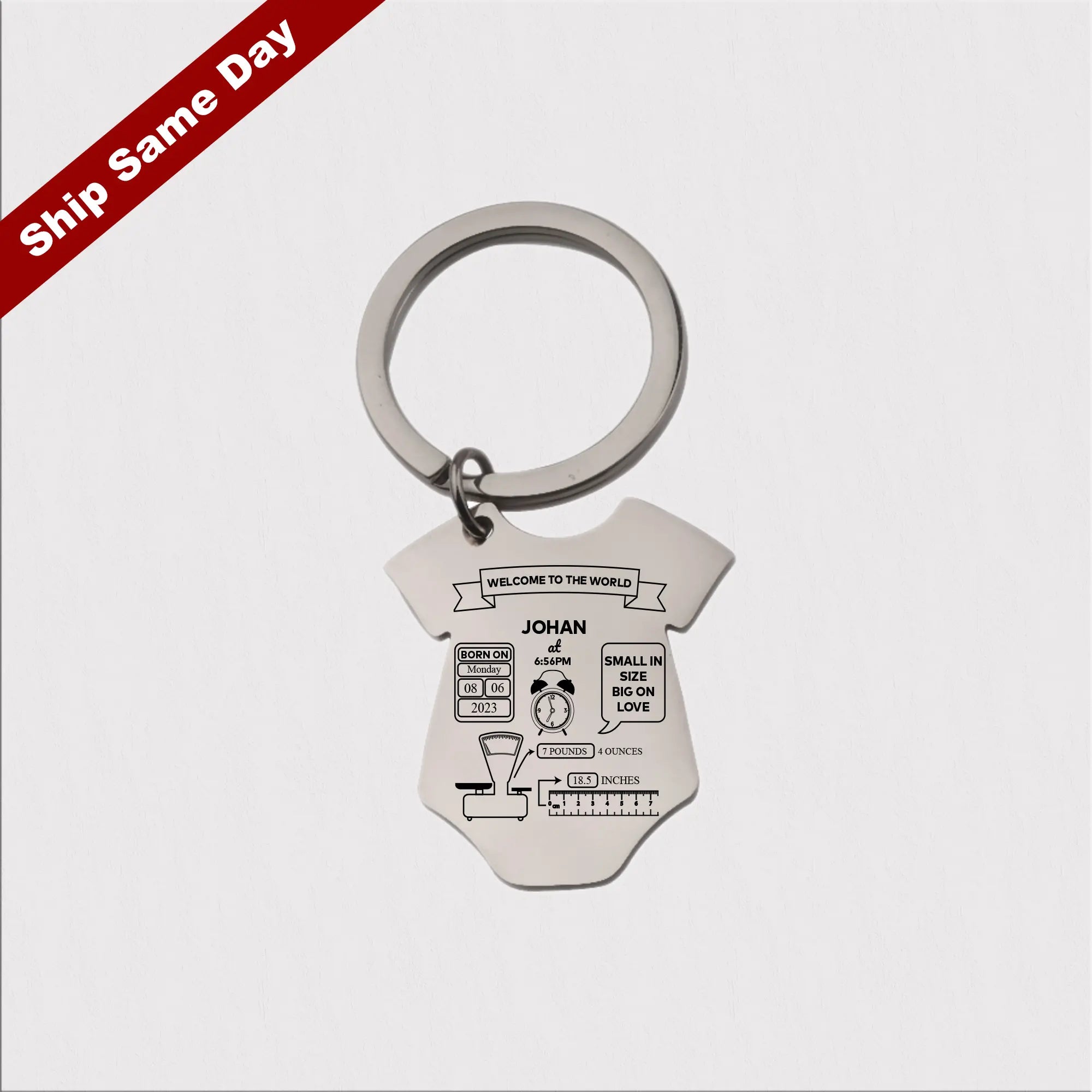 Engravable New Baby keychain