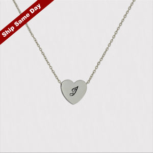 Mini Heart Initial Pendant Necklace - chainsonly
