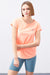 Coral Back Window Short Sleeve Standard Pattern O-Neck Women's T-Shirt - 97101