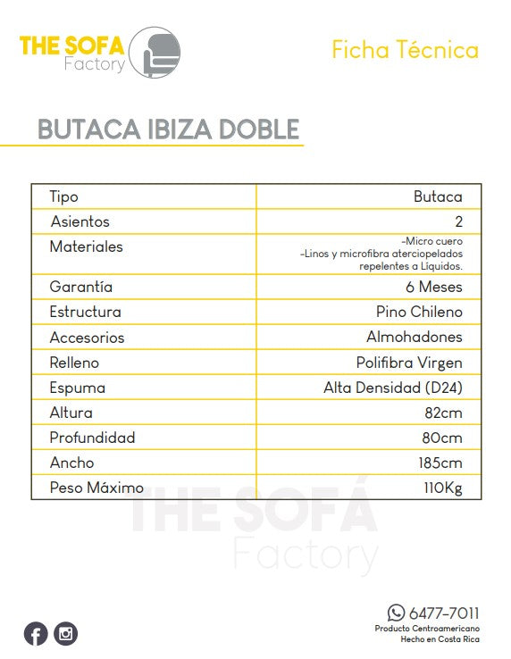 Ficha Técnica Butaca Doble 