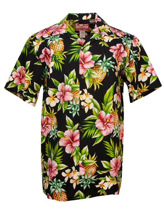 Pineapple Party Mens Shirt in Black – Paradise Clothing Co