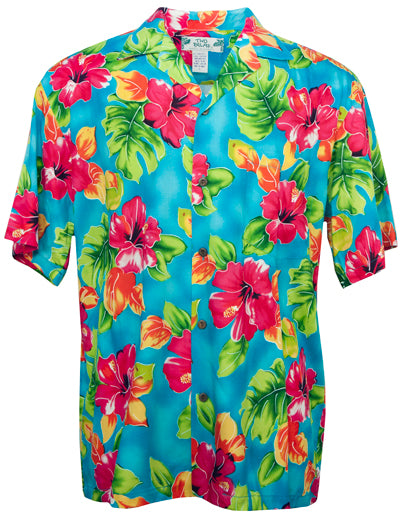 Two Palms Hawaiian Watercolors Mens Hawaiian Aloha Shirt in Blue ...