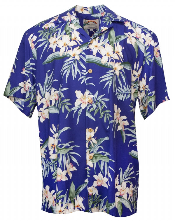 Orchid Ginger Mens Shirt in Royal#N# – Paradise Clothing Co