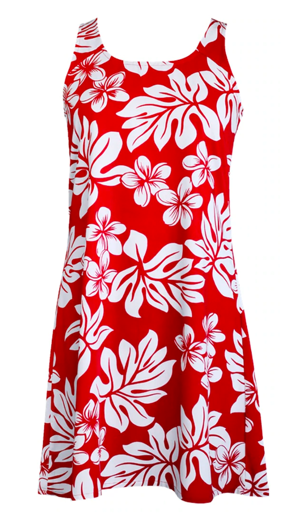 Summer Breeze Ladies Hawaiian A Line Back Cutout Dress in Red ...