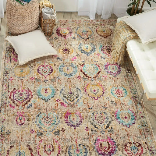 Nourison vintage kashan vka04 ivory multi Ivory, Multicoloured Living Room Floral Rug.