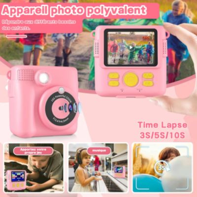 appareil photo instantané enfant rose polyvalent