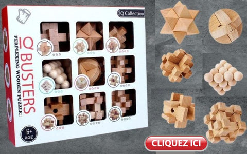 6 Pièces Casse Tete Bois, Jeux Casse Tête, 3D IQ Puzzle Mini Casse