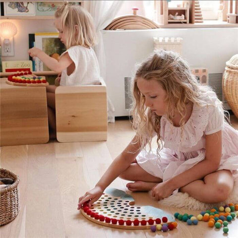 Planche en Bois Montessori - Jeux creatifs en bois avec boules – L