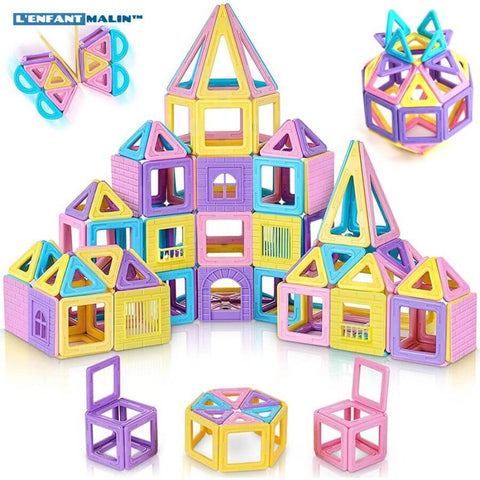 jeu de construction magnétique de couleurs rose pour les petites filles à partir de 4 ans, idée cadeau jeu aimanté jeux magnétique jeu éducatif