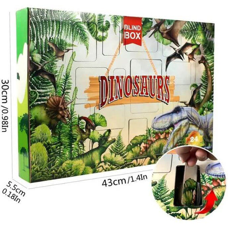 calendrier de l'avant avec du dinosaure jouet et oeufs de dinosaures