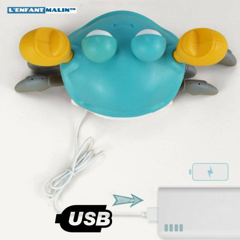 Machine à bulles de crabe mignon - Jouet musical pour bébé - 12 comptines -  Bleu et jaune