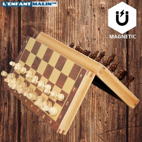 très beau jeu d'échecs en bois magnétique jeu de société adulte jeu d'echec en bois boutique l'enfant malin pour idée-cadeau