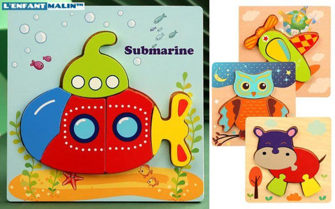 3 ans enfant puzzle bébé jouets en bois 3d dessin animé animal cognitive  puzzle puzzles en bois pour enfants tôt jouets éducatifs cadeau