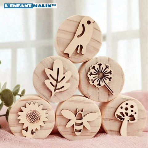 Set 6 tampons pâte à modeler - Jeux creatifs en bois – L'Enfant Malin