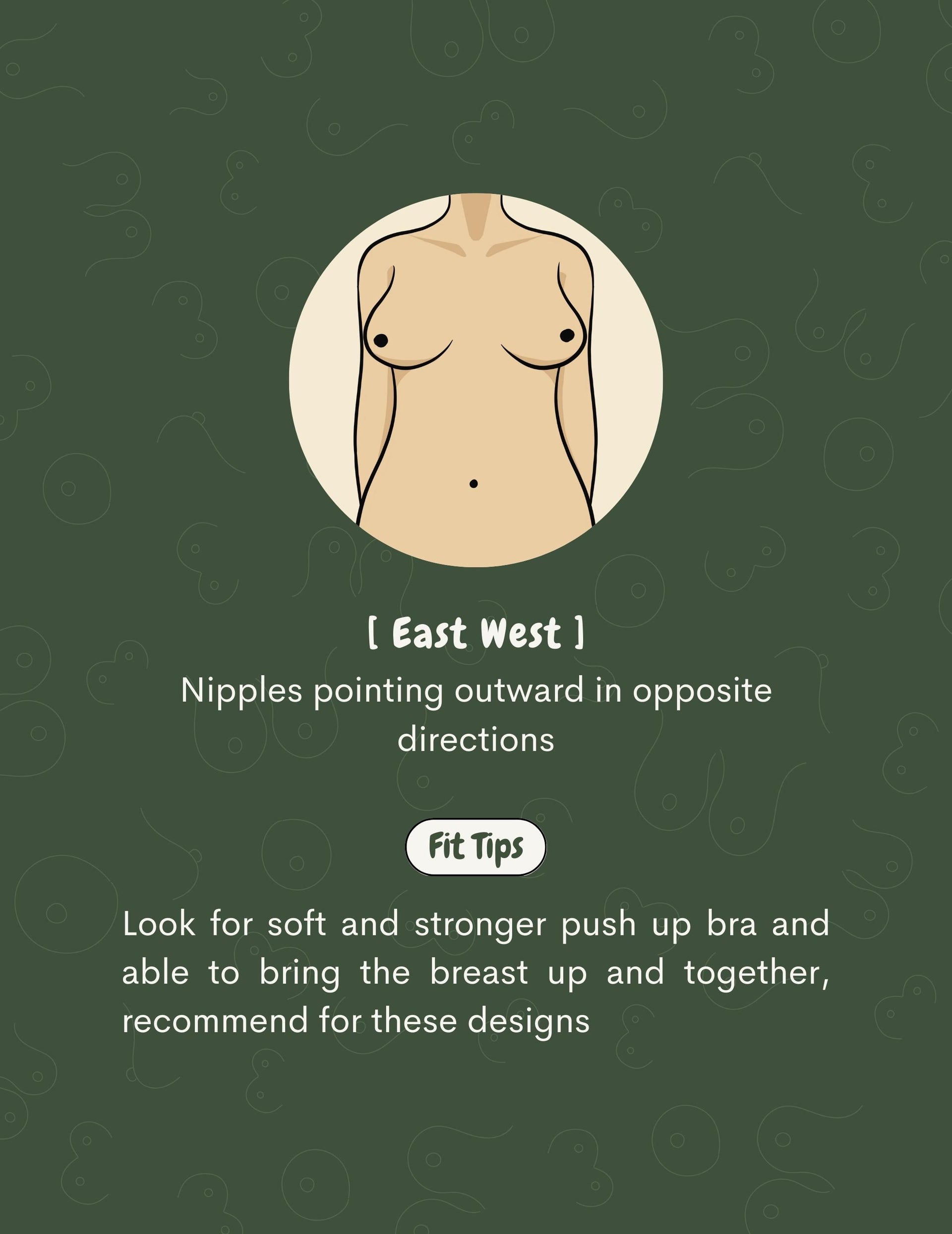 East West Breast - Nipples pointing outward in opposite directions