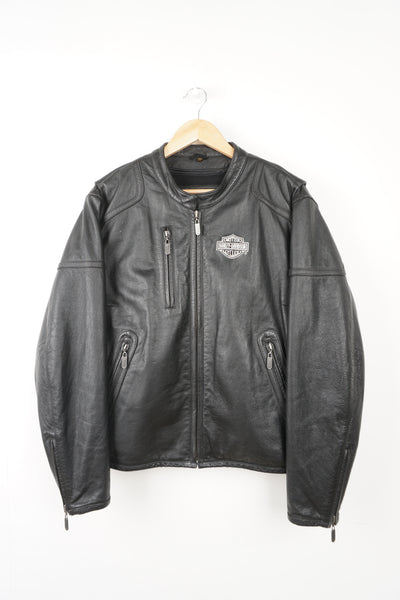 Black vintage Harley Davidson leather jacket