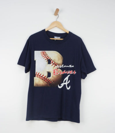 Vintage 90's Atlanta Braves MLB Blue T Shirt Size L 