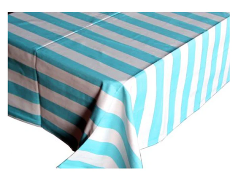 Aqua White Tablecloth