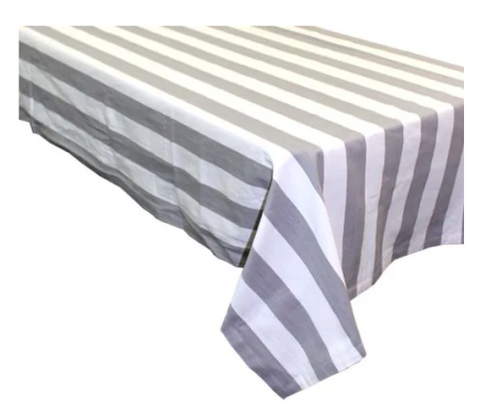 Grey White Tablecloth