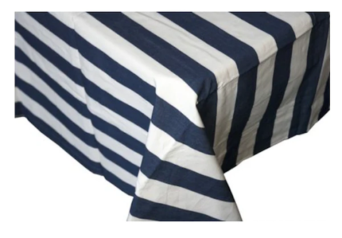 Hampton Navy White Tablecloth