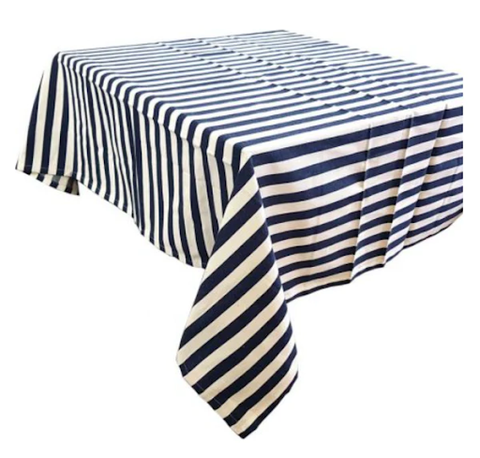 Navy White Tablecloth