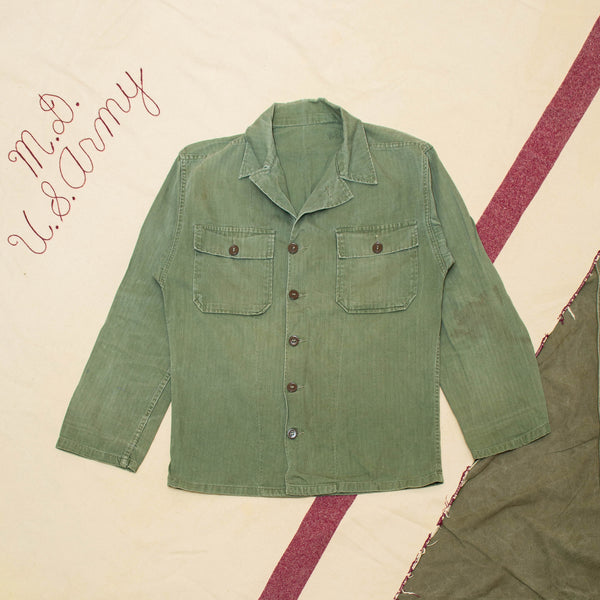 50s Vintage Dutch Army HBT Utility Shirt - Medium – Omega Militaria