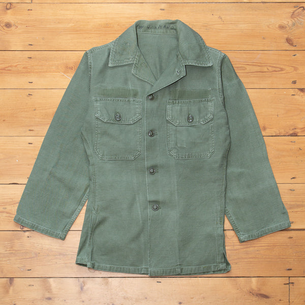 70s Vintage US Army 3rd Pattern OG-107 Cotton Sateen Utility Shirt