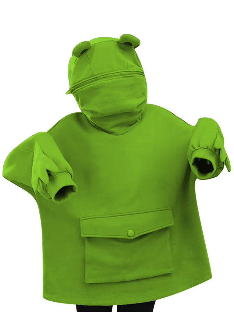 Women's Froggy Hoodie Cute Animal Style Long Sleeve Front Pocket Hoode ...