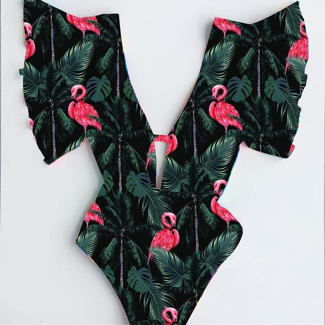 Sexy One Piece Swimwear Floral Deep-V Bathing Suit – MissFoxFashion