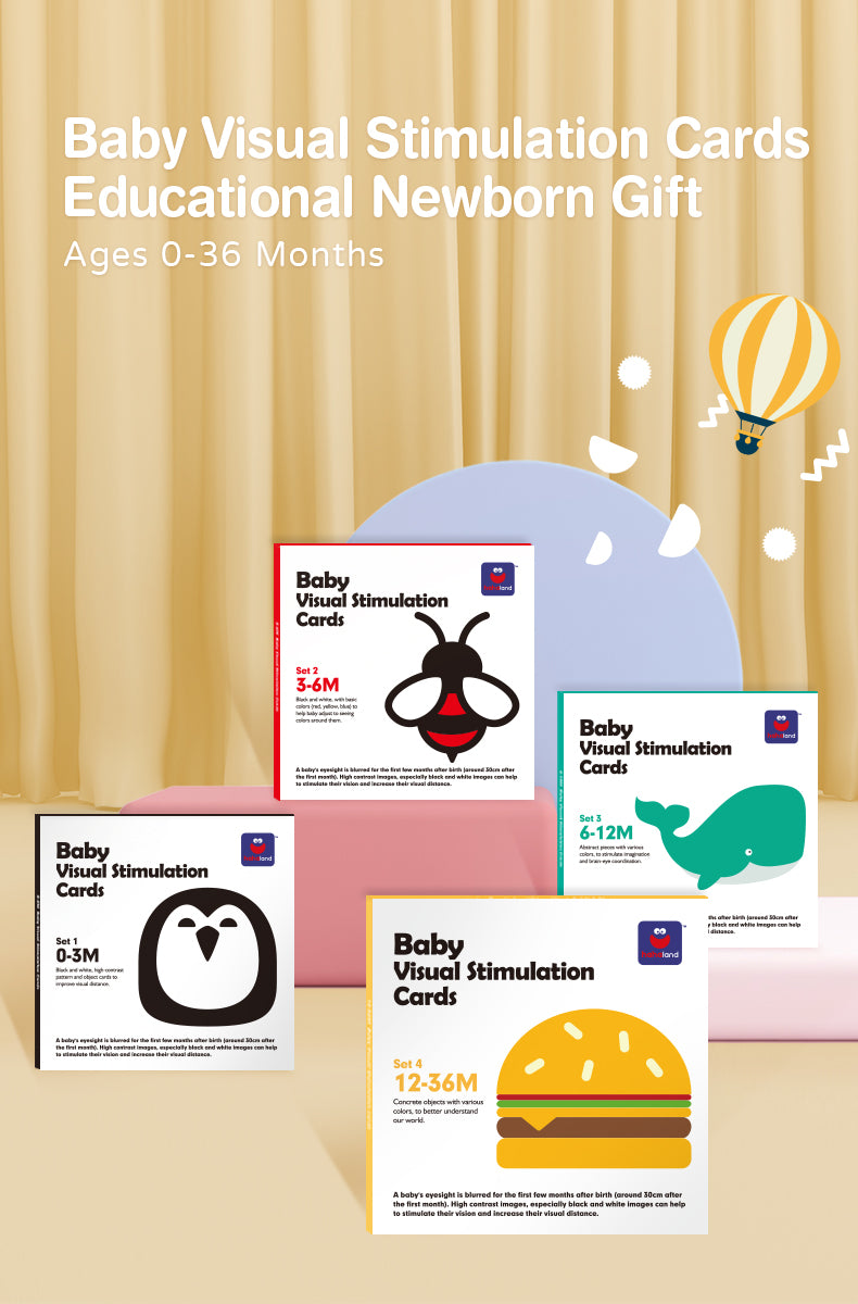 Flash Cards Baby Visual Stimulation Cards 0-3-6-12-36 Months