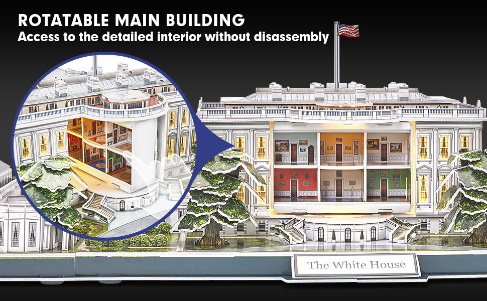 Puzzle 3d la maison blanche led maquette lumineux president - Conforama