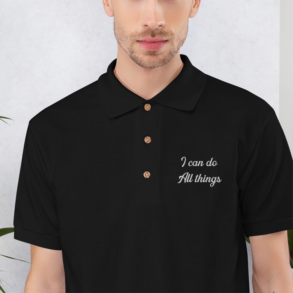 black embroidered polo shirts