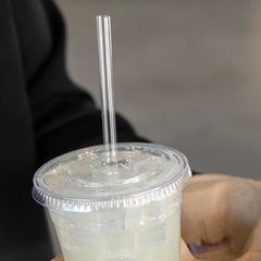 clear cellulosic straw in a lemonade