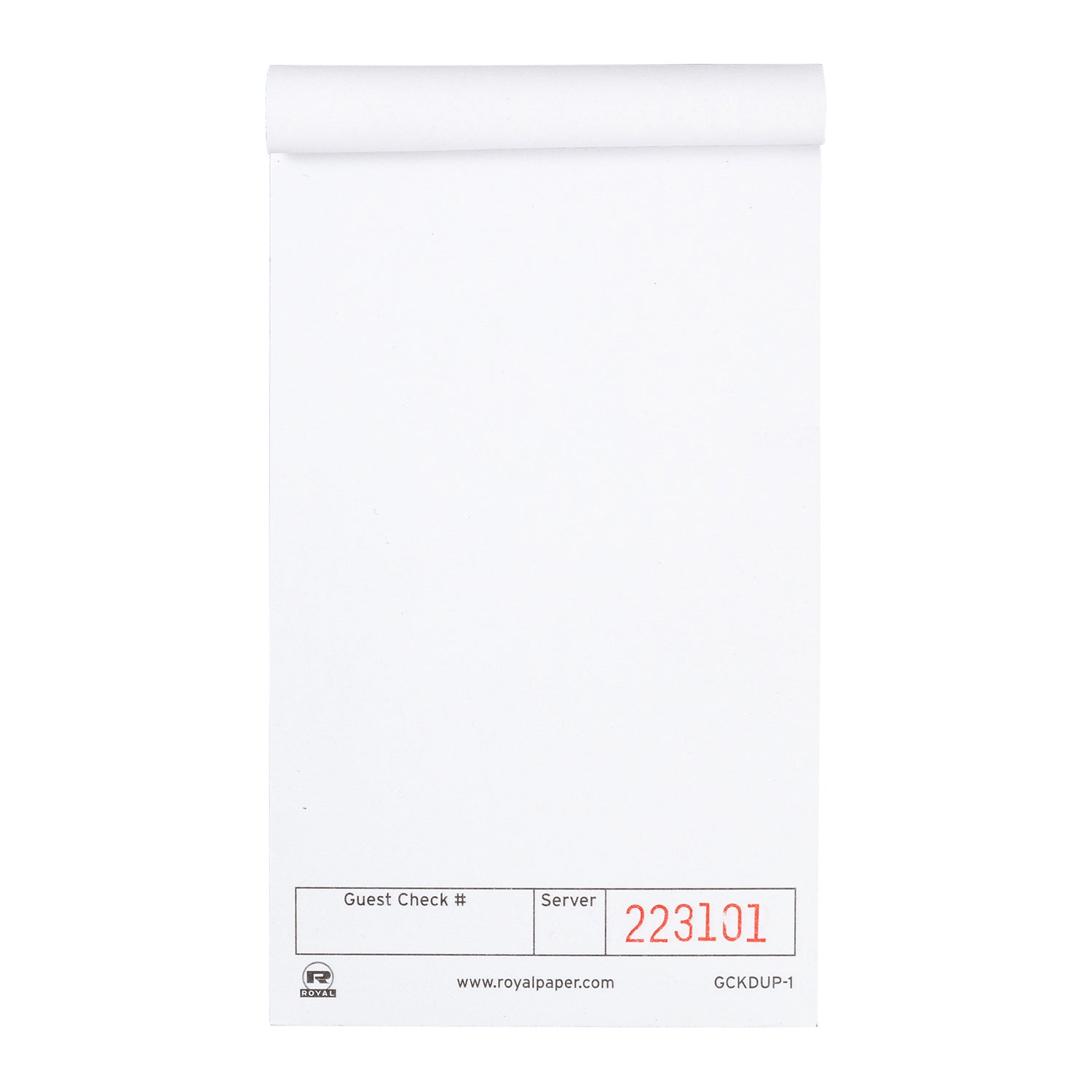 Unlined White Guest Checks-1 Part Booked, Case of 100